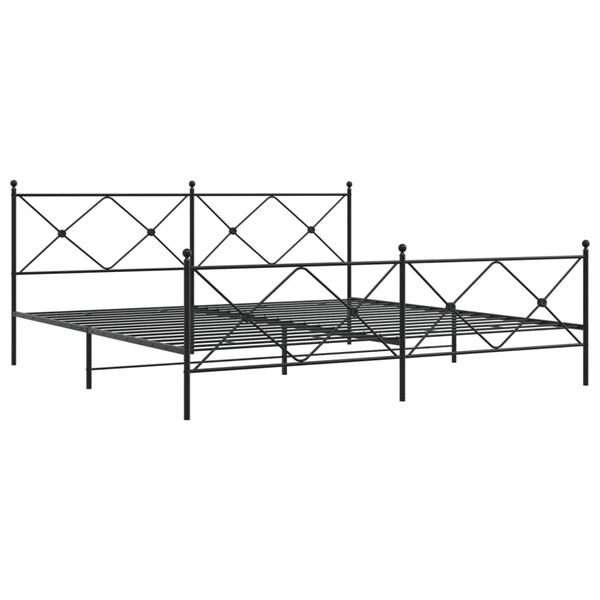 vidaXL Estructura cama sin colchón con estribo metal negro 193x203 cm
