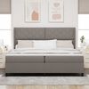 vidaXL Cama tipo Box Spring con colch&oacute;n Taup&eacute; 200 x 200 cm tela