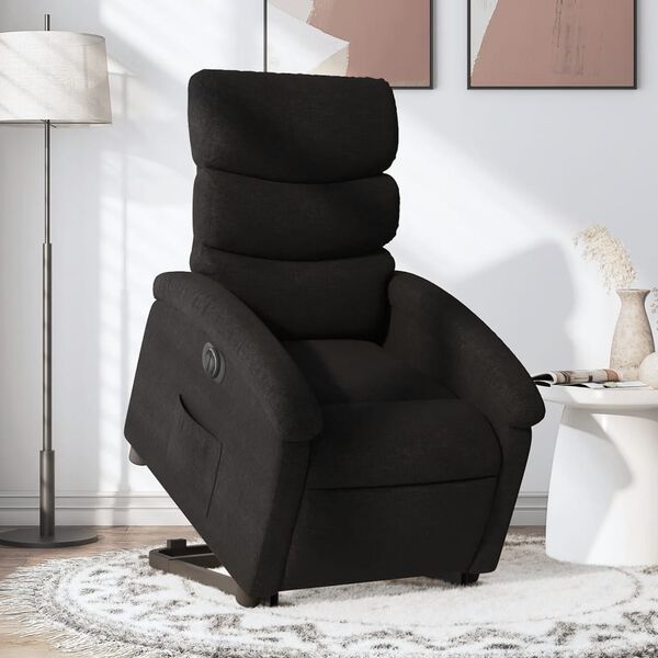 vidaXL Sill&oacute;n el&eacute;ctrico reclinable elevable de tela negro