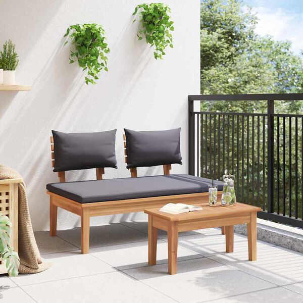 vidaXL Banco de jardín 2 pcs Marrón Madera maciza de Teca