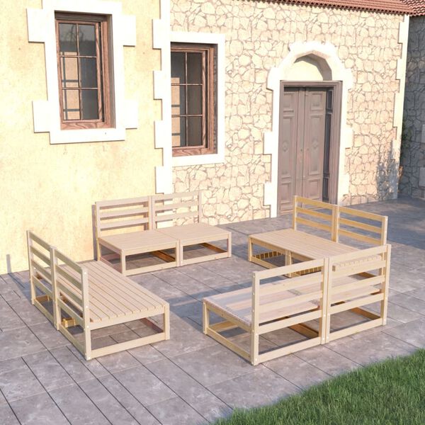 vidaXL Juego de muebles de jard&iacute;n 8 piezas madera maciza de pino