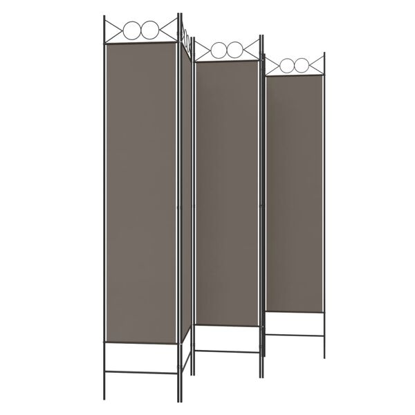 vidaXL Biombo divisor de 5 paneles de tela gris antracita 200x200 cm
