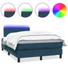 vidaXL Cama box spring con colch&oacute;n y LED terciopelo azul oscuro 120x210 cm
