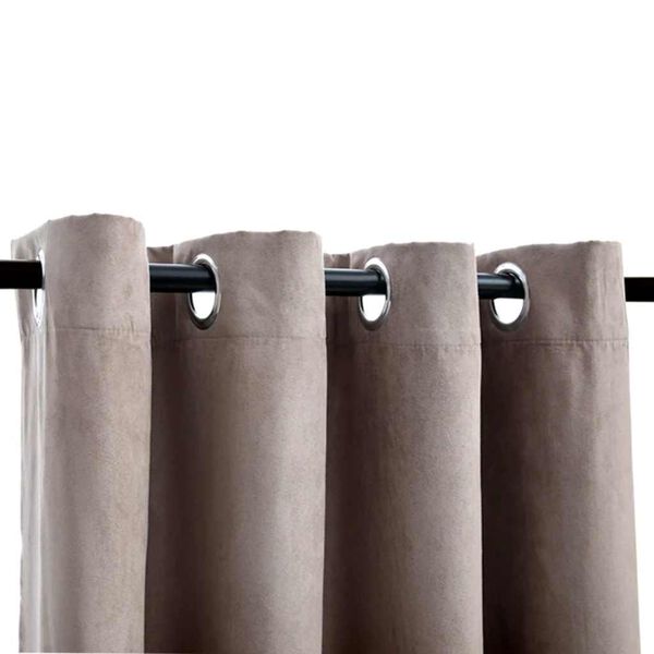 vidaXL Cortinas opacas con anillas de metal 2 piezas gris topo 140x225 cm