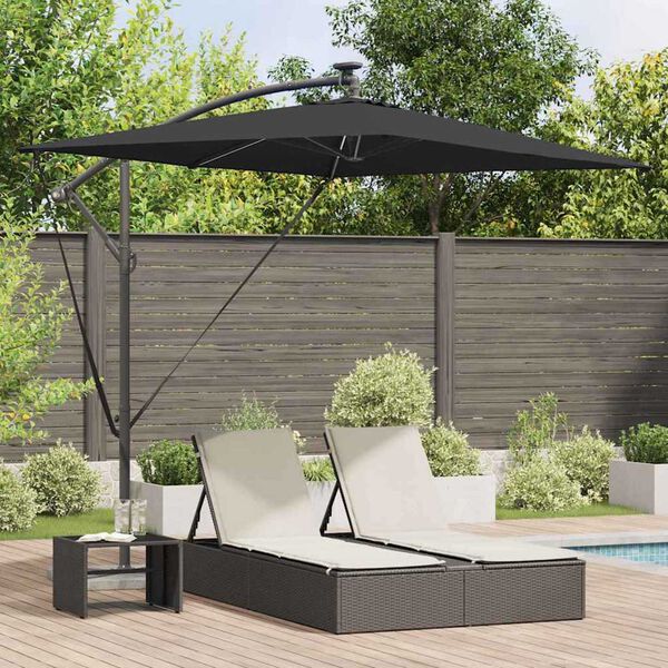 vidaXL Parasol de cantilever tipo plátano Negro 294 x 200 x 254 cm
