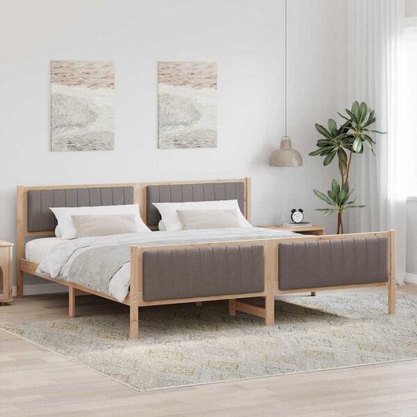 vidaXL Estructura de cama con cabecera Marr&oacute;n y taupe 200 x 200 cm