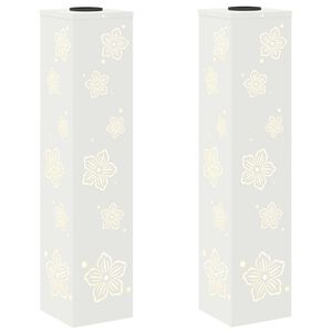 vidaXL Luz de camino LED solar 2 uds. Blanco C&aacute;lido 18 x 18 x 80 cm