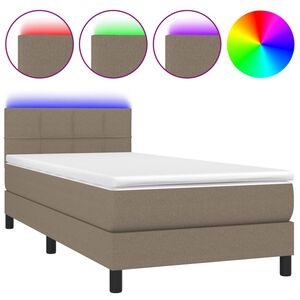 vidaXL Cama box spring colch&oacute;n y luces LED gris taupe 80x200 cm