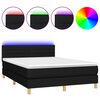 vidaXL Cama box spring colch&oacute;n y luces LED tela negro 140x190 cm