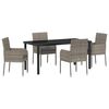 vidaXL Conjunto de Comedor de Jard&iacute;n 5 uds. Gris rat&aacute;n sint&eacute;tico