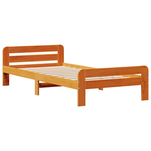vidaXL Estructura de cama sin colch&oacute;n madera maciza marr&oacute;n 75x190 cm