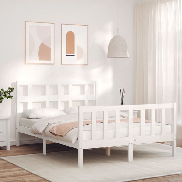 vidaXL Estructura de cama sin colch&oacute;n madera de pino blanca 140x190 cm