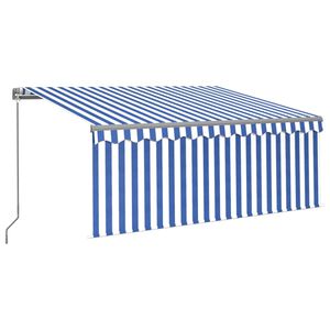 vidaXL Toldo retr&aacute;ctil manual con persiana azul y blanco 3x2,5 m