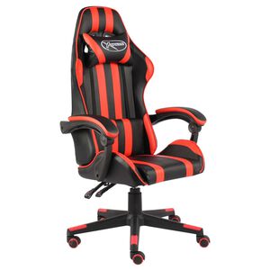 vidaXL Silla gaming de cuero sint&eacute;tico negro y rojo