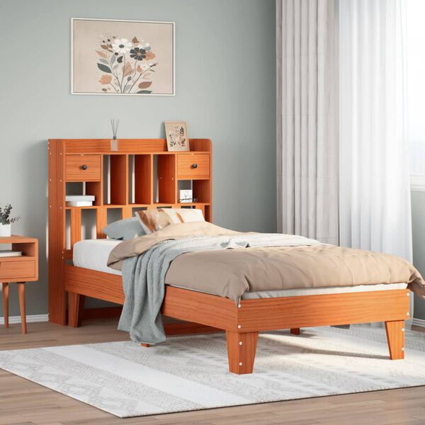 vidaXL Estructura de cama sin colch&oacute;n madera maciza marr&oacute;n 75x190 cm