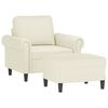 vidaXL Sill&oacute;n con taburete terciopelo crema 60 cm