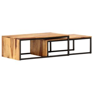 vidaXL Mesas apilables 2 unidades madera maciza de acacia