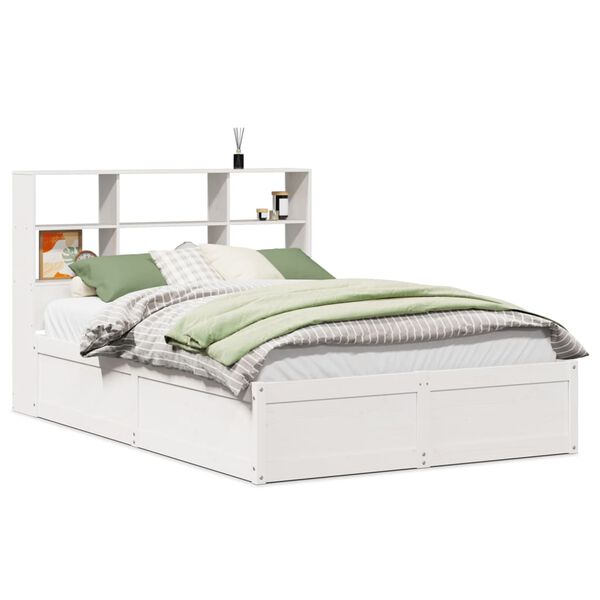 vidaXL Estructura de cama sin colch&oacute;n madera de pino blanca 150x200 cm