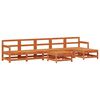 vidaXL Conjunto de Sof&aacute;s de Jard&iacute;n 7 pcs Marr&oacute;n Cera Pino macizo