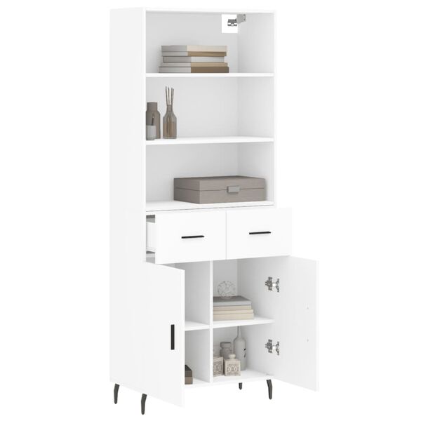 vidaXL Aparador alto madera contrachapada blanco 69,5x34x180 cm