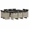 vidaXL Set de comedor de jard&iacute;n 11 pzas y cojines rat&aacute;n sint&eacute;tico gris