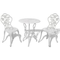vidaXL Mesa y sillas bistró de jardín 3 piezas aluminio fundido blanco
