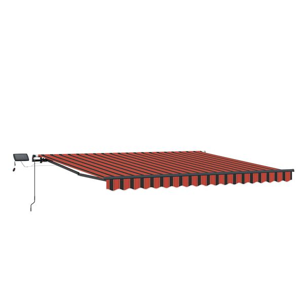 vidaXL Toldo manual retr&aacute;ctil con LED naranja y marr&oacute;n 450x300 cm
