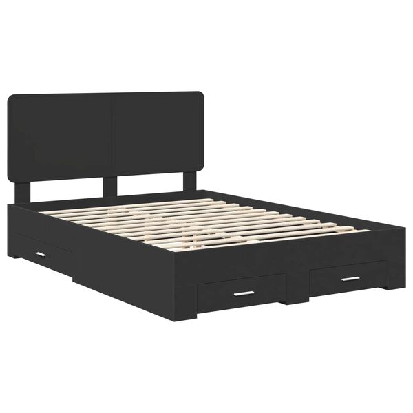 vidaXL Estructura de cama Negro 150 x 200 cm Madera de ingenier&iacute;a
