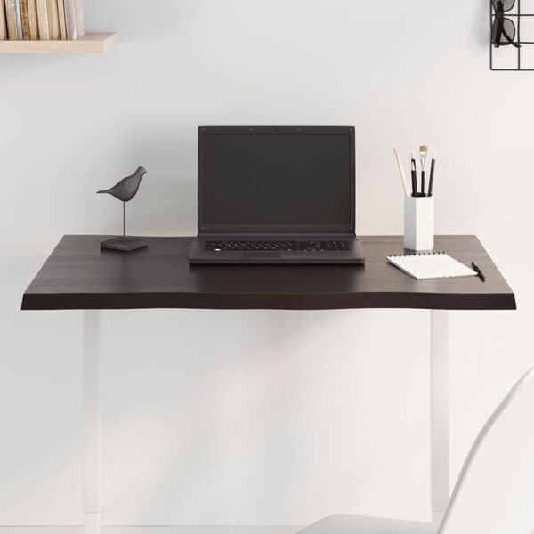 vidaXL Tablero mesa madera tratada roble borde vivo marr&oacute;n 80x60x2 cm