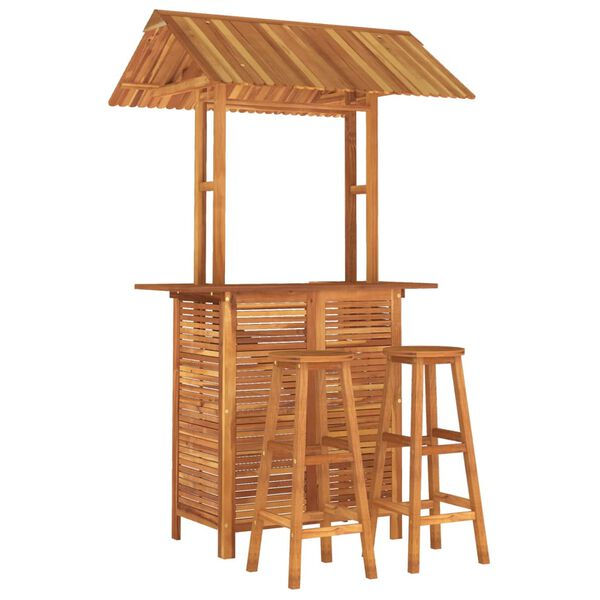 vidaXL Juego muebles de bar de jard&iacute;n 3 piezas madera maciza de acacia