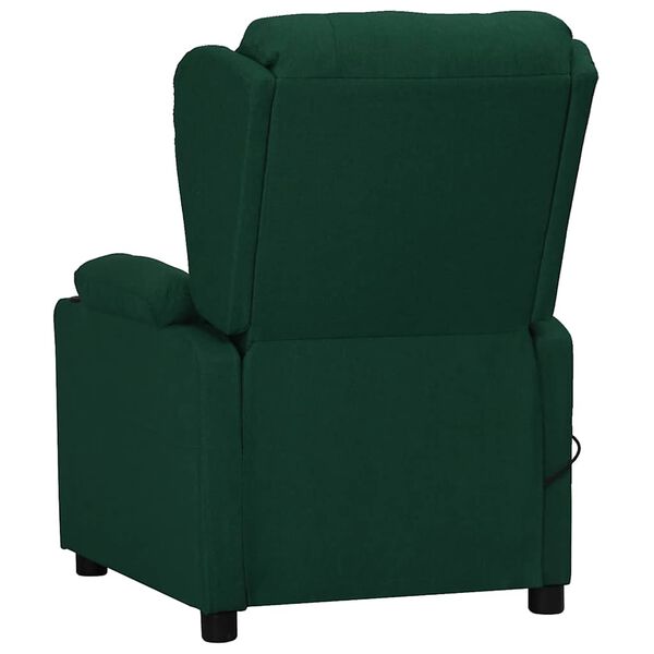 vidaXL Sill&oacute;n de masaje elevable tela verde oscuro