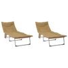 vidaXL Tumbona plegable con coj&iacute;n 2 pcs Beige