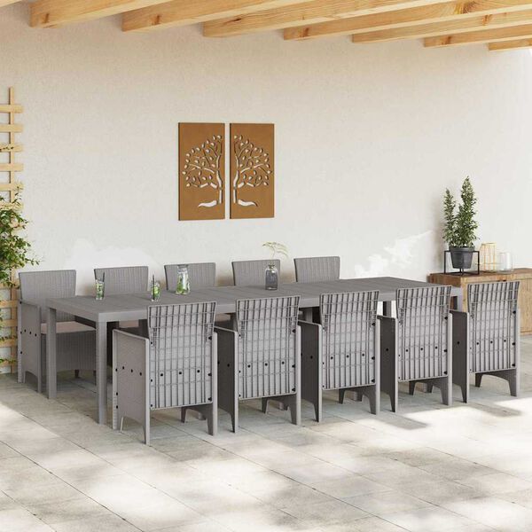 vidaXL Conjunto de Comedor de Jardín 11 pcs Gris claro Poliratán