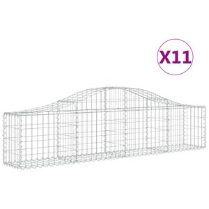 vidaXL Cestas de gaviones 11 uds forma de arco hierro 200x30x40/60 cm