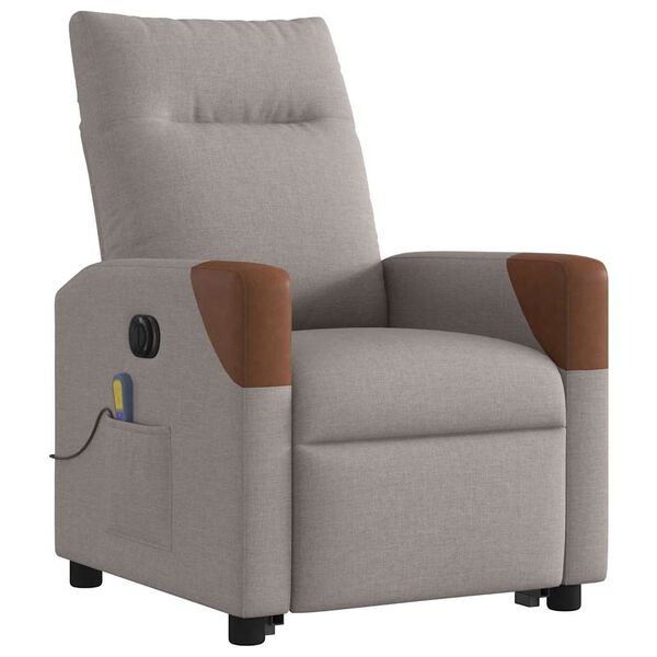 vidaXL Sill&oacute;n de masaje el&eacute;ctrico reclinable elevable tela taup&eacute;