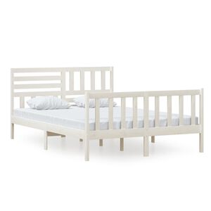 vidaXL Estructura de cama de madera maciza blanca 140x200 cm