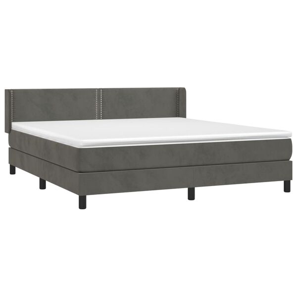 vidaXL Cama box spring con colch&oacute;n terciopelo gris oscuro 180x200 cm