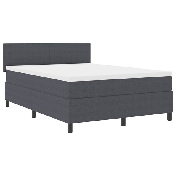 vidaXL Cama Box Spring LED Gris Oscuro y 140 x 190 cm Tela de Pana
