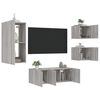 vidaXL Muebles TV pared con LED 5 pzas madera ingenier&iacute;a gris Sonoma
