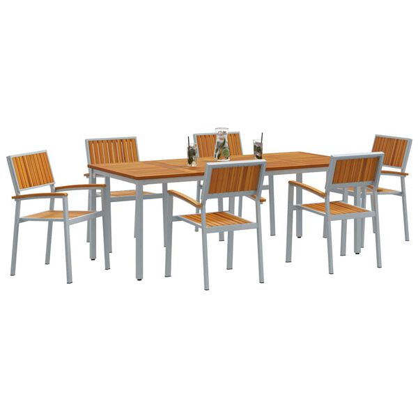 vidaXL Conjunto de Comedor de Jard&iacute;n 7 pcs Gris y marr&oacute;n