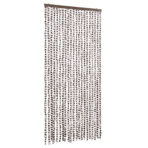 vidaXL Cortina antimoscas chenilla gris taupe y blanco 90x200 cm