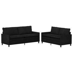 vidaXL Juego de Sof&aacute; 2 uds. Negro Terciopelo