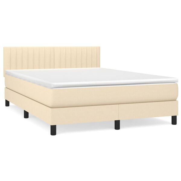 vidaXL Cama box spring con colch&oacute;n tela color crema 140x200 cm