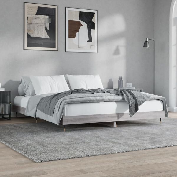 vidaXL Estructura de cama madera de ingeniería gris Sonoma 200x200 cm