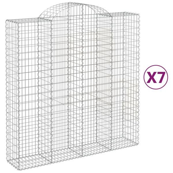 vidaXL Cestas de gaviones 7 uds forma de arco hierro 200x50x200/220 cm