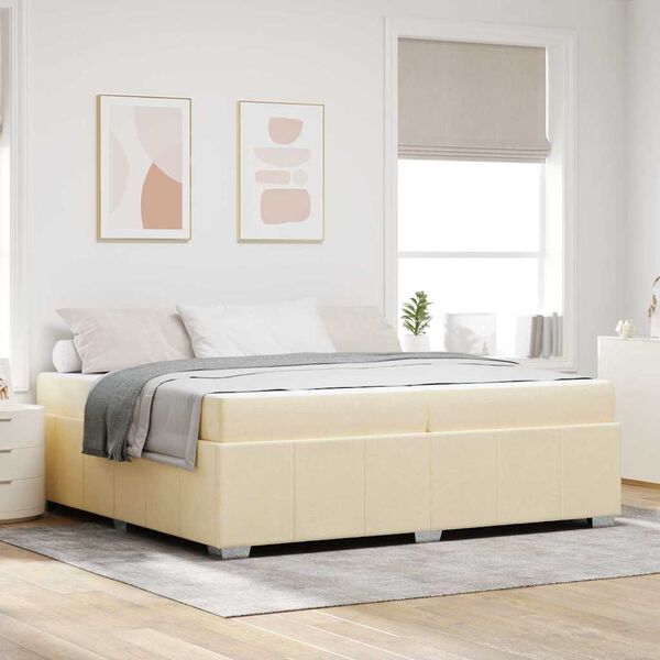 vidaXL Estructura de cama con colch&oacute;n Crema 200 x 200 cm tela