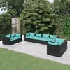 vidaXL Set de muebles de jard&iacute;n 8 pzas y cojines rat&aacute;n sint&eacute;tico negro