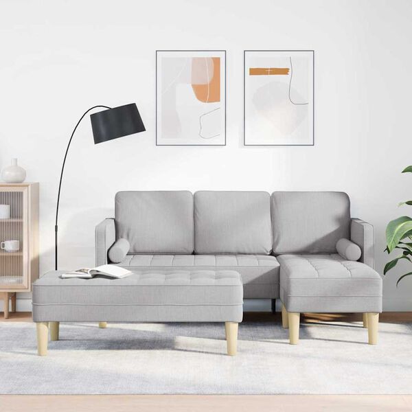 vidaXL Juego de Sof&aacute; con coj&iacute;n 2 pcs Gris Nube Poli&eacute;ster