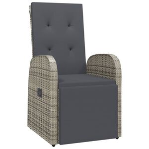 vidaXL Sill&oacute;n reclinable de jard&iacute;n con cojines rat&aacute;n sint&eacute;tico gris