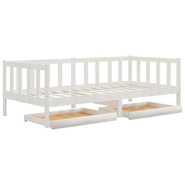 vidaXL Sof&aacute; cama con cajones madera de pino maciza blanco 90x200 cm
